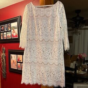 Jessica Howard White Lace Long Sleeve Dress